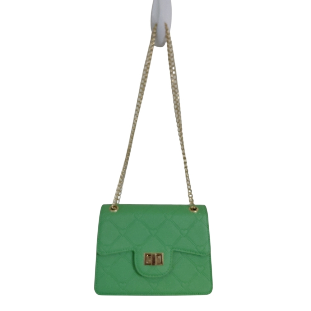 👜 Quilted Green Chain-Strap Crossbody Bag